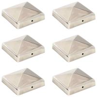 Paalkappen 6 st piramide 91x91 mm roestvrij staal - thumbnail