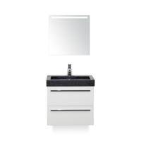 Seville Badmeubelset 60 cm - Wit Hoogglans - Wastafel Hardsteen Wit Lucca - met Sence Spiegel - thumbnail