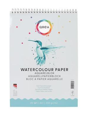 Aquarelblok qrea a4 20vel 200gr spiraal