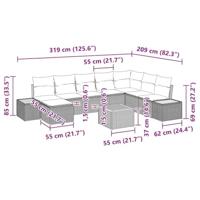 Tuinbankenset met kussen 9 pcs Beige Poly riet - thumbnail