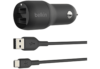 Belkin BoostCharge 2-poorts USB-A-autolader + USB-A/USB-C-kabel oplader Belkin BoostCharge 2-poorts USB-A-autolader + USB-A/USB-C-kabel oplader