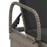 Ligstoelen 2 st met kussens poly rattan grijs - thumbnail