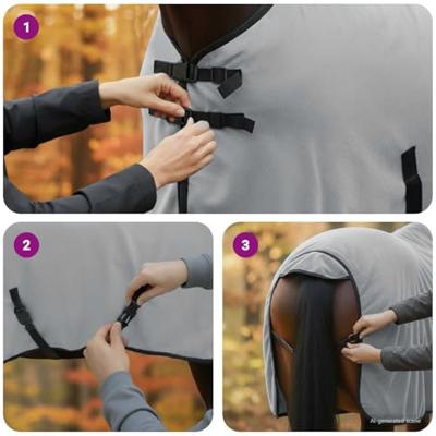 VidaXL Paardendeken volledig lichtgrijs en roze polyester