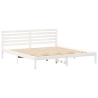 Bedframe met hoofdeinde Wit 200 x 200 cm Massief grenenhout - thumbnail