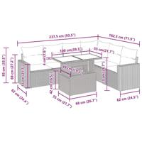 7-delige Loungeset met kussens poly rattan beige - thumbnail