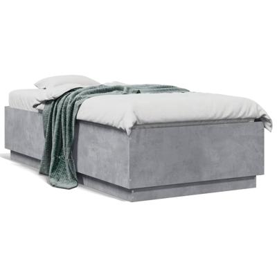 Bedframe met LED-verlichting bewerkt hout betongrijs 90x200 cm