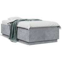 Bedframe met LED-verlichting bewerkt hout betongrijs 90x190 cm - thumbnail