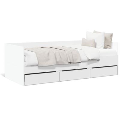 Slaapbank met lades zonder matras 75x190 cm wit