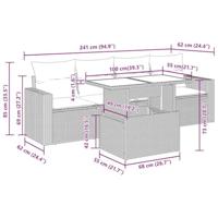 5-delige Loungeset met kussens poly rattan beige - thumbnail