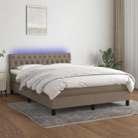 Boxspring met matras en LED stof taupe 140x190 cm - thumbnail