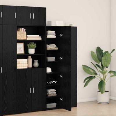 Hoge kast 2 pcs Zwart Eiken 40 x 42,5 x 185 cm