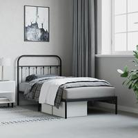 Bedframe met hoofdbord metaal zwart 100x190 cm - thumbnail