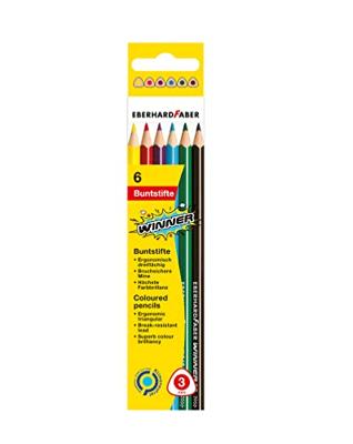 Eberhard Faber EF-511406 Kleurpotlood Winner Driekantig Assorti Etui à 6 Stuks Eberhard Faber EF-511406 Kleurpotlood Winner Driekantig Assorti Etui à 6 Stuks