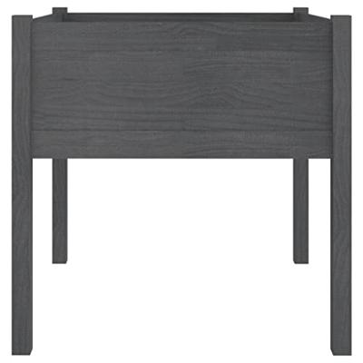 Plantenbakken 2 st 70x70x70 cm massief grenenhout grijs