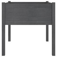 Plantenbakken 2 st 70x70x70 cm massief grenenhout grijs - thumbnail