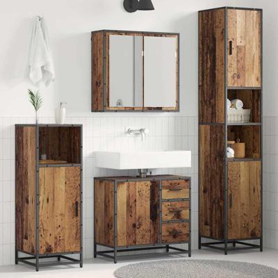 Badkamermeubelset 3 pcs Oud hout 65 x 33 x 60 cm Bewerkt hout