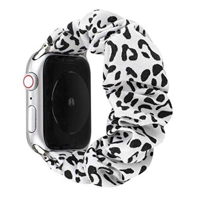 Elastisch scrunchie nylon bandje - Wit / zwart - Geschikt voor Apple Watch 38mm / 40mm / 41mm / 42mm Elastisch scrunchie nylon bandje - Wit / zwart - Geschikt voor Apple Watch 38mm / 40mm / 41mm / 42mm