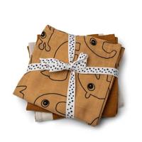 Done by Deer hydrofiele spuugdoekjes 70x70 Deer friends (set van 3) Mustard - thumbnail