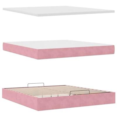 Ottoman bed met matras 180x200 cm fluweel roze