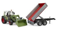 Bruder 02182 Fendt Vario 211 met Voorlader + Zijwandaanhanger - thumbnail