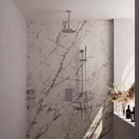 Chrome Carving thermostatische inbouw regendouche 3-weg omstelling SET 41 - 20 cm douchekop - plafondarm - staaf handdouche - doucheslang - geïntegreerde glijstang chroom - thumbnail