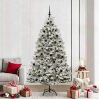 Kunstkerstboom met 300 LED Groen en Wit 210 cm PVC en Metaal - thumbnail