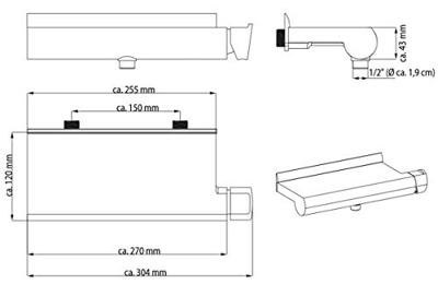 SHOWERSTAR ééngreepsmengkraan douche met planchet, chroom met grote planchet gemaakt van hoogwaardige melamine, ca. 35,0 x 12,5 cm  - praktisch voor het opbergen van douchegerei keramische schijve