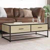 Salontafel 100x50x35 cm bewerkt hout en metaal sonoma eiken - thumbnail