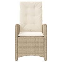 Tuinstoelen 2 st verstelbaar met kussens poly rattan beige - thumbnail