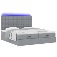 vidaXL Ottoman bed met matrassen en LED's 200x200cm stof lichtgrijs, bedframe, ottoman bedframe, bedframe met opbergruimte onder het bed - thumbnail
