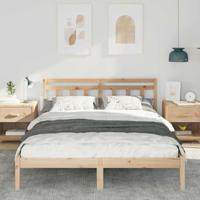 Bedframe met hoofdeinde Bruin 140 x 200 cm Massief grenenhout - thumbnail