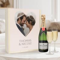 Champagnepakket met glazen - Moët & Chandon Brut - Bedrukte deksel - thumbnail