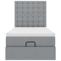 Ottoman bed met matras en LED's 90x190cm stof lichtgrijs - thumbnail