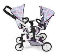 Tweeling Poppenwagen Linus Duo - Flowers Lila - thumbnail