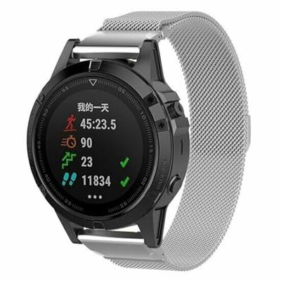By Qubix - Milanese bandje -Zilver - Compatible met Garmin Quatix 8-47mm - Compatible Garmin bandje - Bandbreedte: 22mm