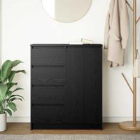 Dressoir met lades 71x35x84 cm spaanplaat zwart eikenkleurig - thumbnail
