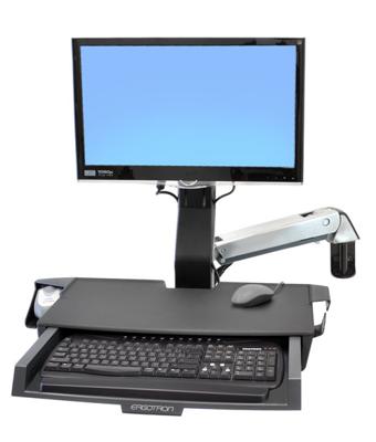 Ergotron StyleView® Sit-Stand Combo Wandbeugel voor monitor Aantal monteerbare displays: 1 Display(s) 25,4 cm (10) - 61 cm (24) Zwart, Aluminium In hoogte