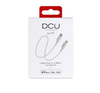 DCU Tecnologic | USB-C naar Lightning-kabel | USB-C adapter | opladen en synchroniseren van apparaten met iPhone/iPad | Lengte: 1 m | Wit