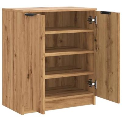 Schoenenkast 59x35x70 cm bewerkt hout artisanaal eikenkleurig