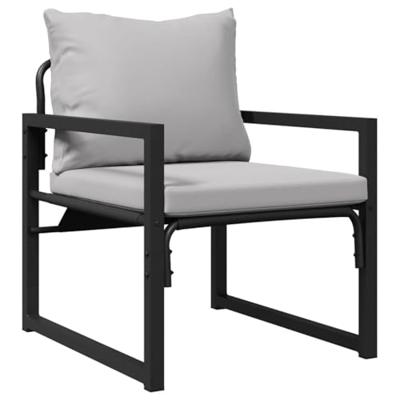 Tuinbankenset met kussen 6 pcs Zwart Staal