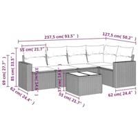 6-delige Loungeset met kussens poly rattan zwart - thumbnail