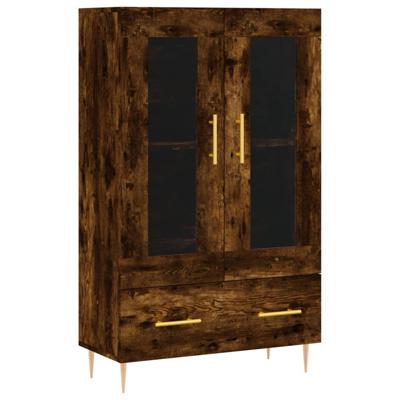 Hoge kast 69,5x31x115 cm bewerkt hout gerookt eikenkleurig