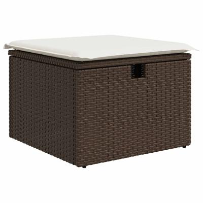 6-delige Loungeset met kussens poly rattan bruin - thumbnail