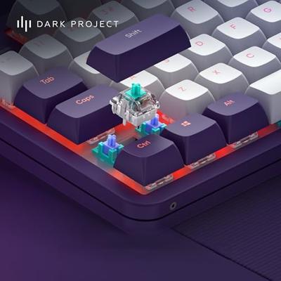 Dark Project Aluminium paars/wit (DE) [ISO] - Mechanisch gaming-toetsenbord, USB-bekabeld, meertalige keycaps, RGB, G3MS saffier, afdichtingshouder, ingevette stabilisatoren, half baluminium, TKL