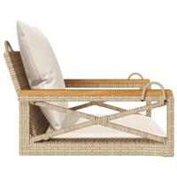 Schommelbank met kussens 63x62x40 cm poly rattan beige - thumbnail