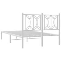 Bedframe met hoofdbord metaal wit 120x190 cm - thumbnail