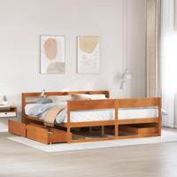 Bedframe zonder matras massief grenenhout wasbruin 200x200 cm - thumbnail