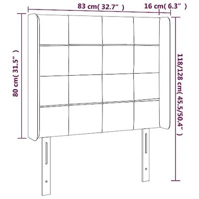 Hoofdbord met randen 83x16x118/128 cm stof donkerbruin
