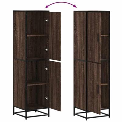 Hoge kast 35,5x35x139 cm bewerkt hout en metaal bruin eiken Hoge kast 35,5x35x139 cm bewerkt hout en metaal bruin eiken