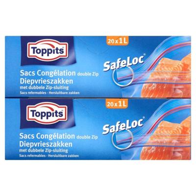 Toppits Safeloc Zip-Diepvrieszakken 1L met 20 Stuks